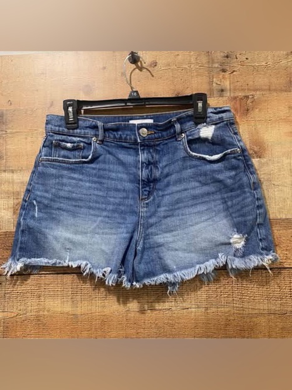 LOFT Blue Frayed Hem Distressed Denim Shorts Size 6